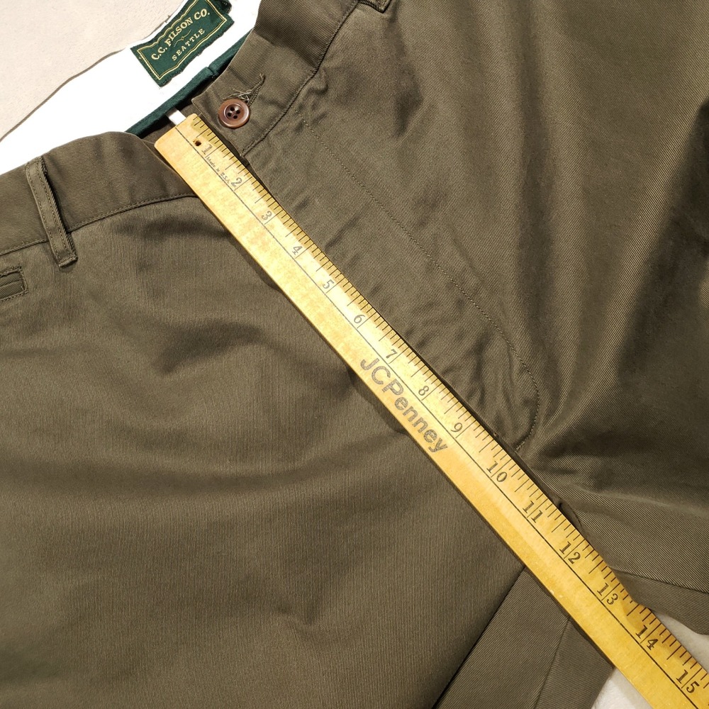 Filson Chino Pants Mens 38 Olive Green Cotton Twill Straight Leg Work Trousers - Picture 7 of 10